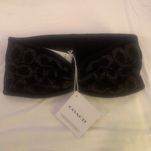 Coach Signature Gold Metallic & Black Headband